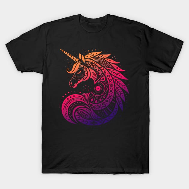 Ethereal Tribal Unicorn: Blending Mythology with Modern Styling T-Shirt by Etno Lounge